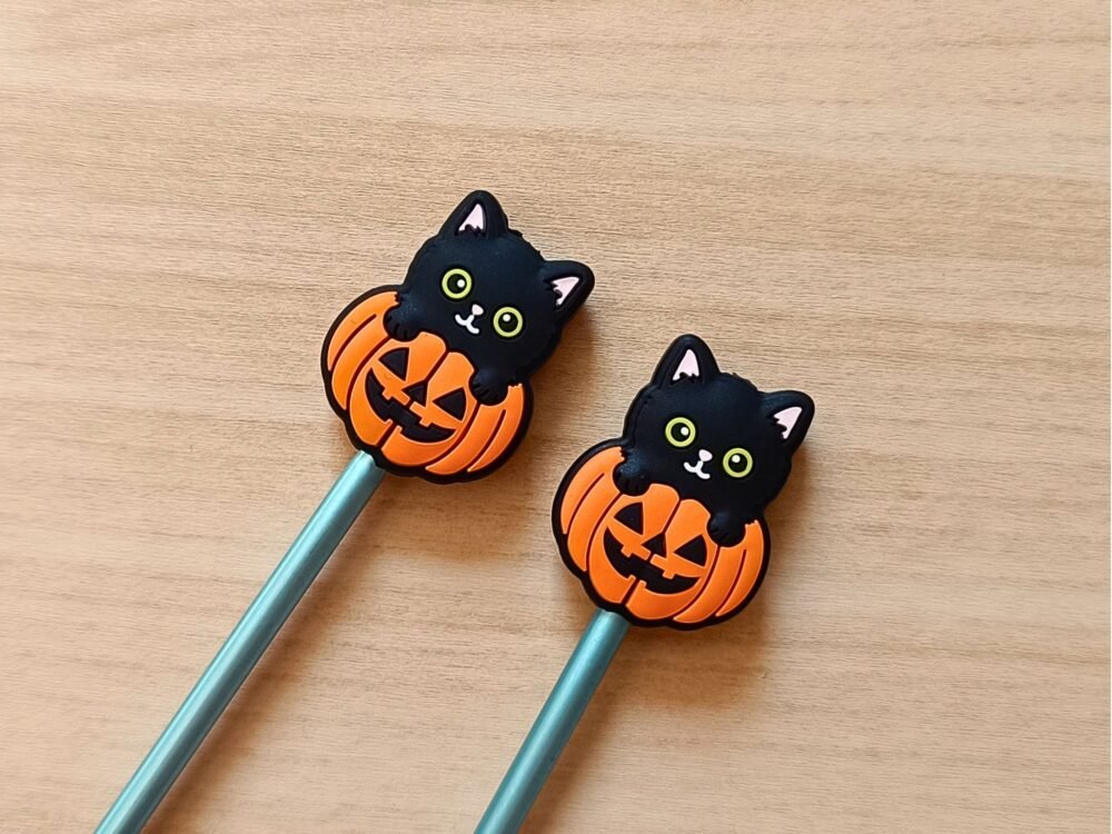Halloween Stitch Stoppers Zoom Pumpkin and Black Cat Stitch Stoppers