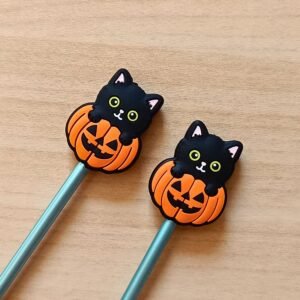 Pumpkin and Black Cat Stitch Stoppers