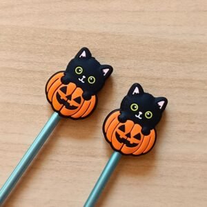 Pumpkin and Black Cat Stitch Stoppers